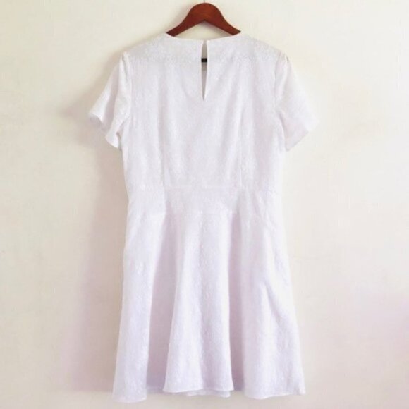 michael michael kors Dress L Eyelet Puff Sleeve White Cocktail Event Bridal Trip - Picture 7 of 12